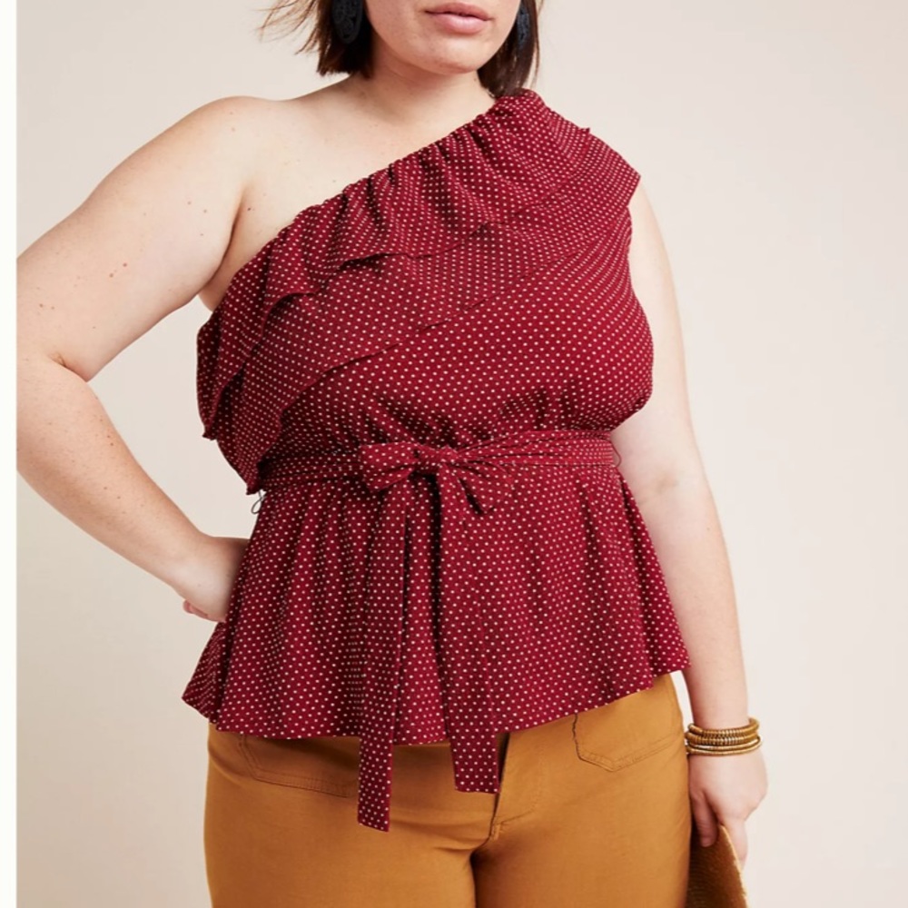 NEW Anthro Maeve Rita Ruffled One-Shoulder Top XL